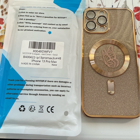 Nititop Other - Gold Glitter Phone Case with Ring Holder - I Phone 13 Pro Max ( NWT)